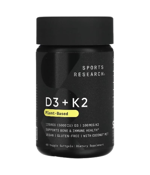 HealthMora-D3 + K2, Plant Based, 125 mcg/100 mcg, 60 Veggie Softgels-image-01