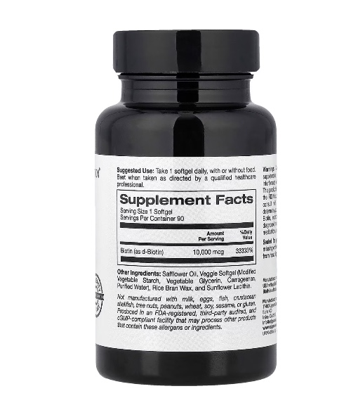 HealthMora-Biotin, 10,000 mcg, 90 Vegetable Softgels-image-02