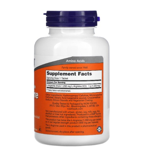 NOW Foods, L-Arginine, 1,000 mg, 120 Tablets-image