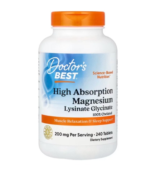 Doctor's Best, High Absorption Magnesium Lysinate Glycinate, Chelated, Albion® TRAACS®, 240 Tablets (100 mg per Tablet)-image