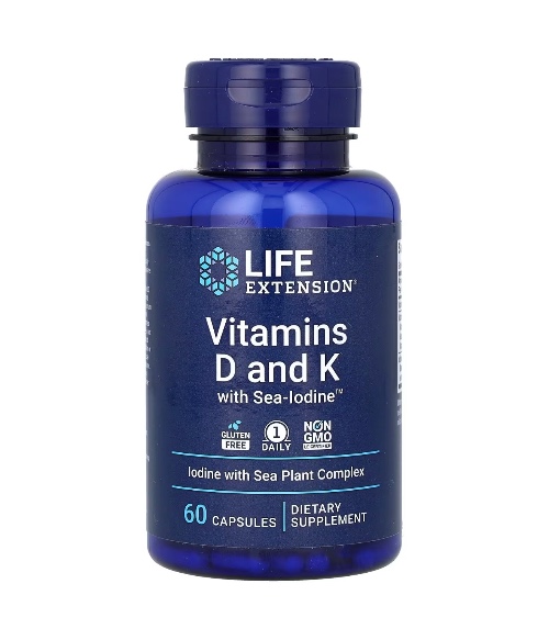 Vitamins D and K with Sea-Iodine, 60 Capsules-image