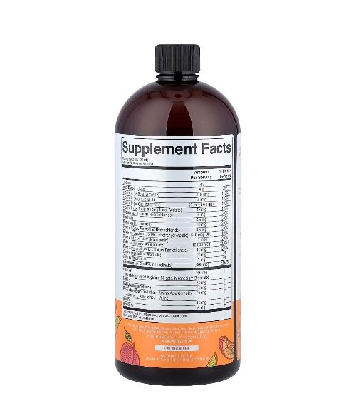 HealthMora-Liquid Morning Multivitamin + Hair Growth, Peach Mango, 887 ml-image-02